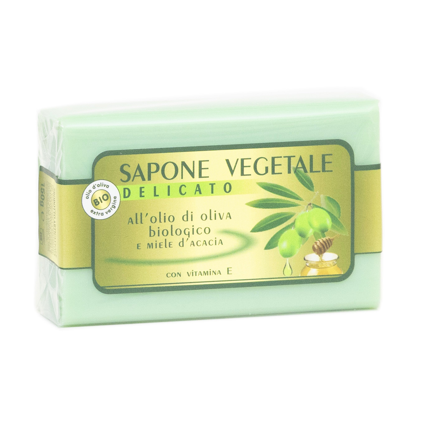 Sapone vegetale all’olio di oliva biologico con miele d’acacia e vitamina E